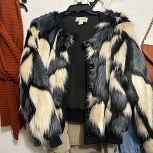 Band of Gypsies Black and Cream Teddy Jacket